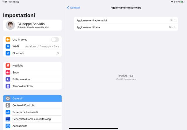 Aggiornare iPadOS