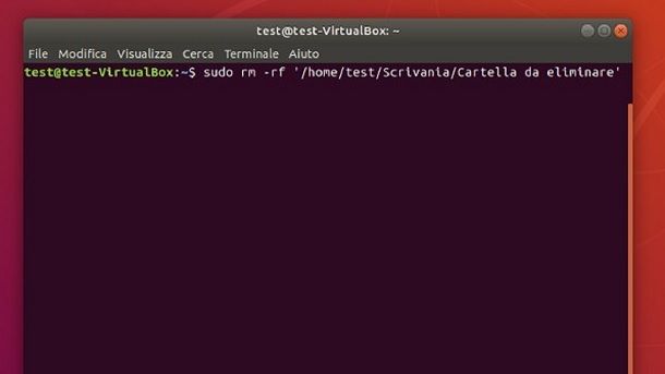 Utilizzare il Terminale Elimina cartella che non si elimina