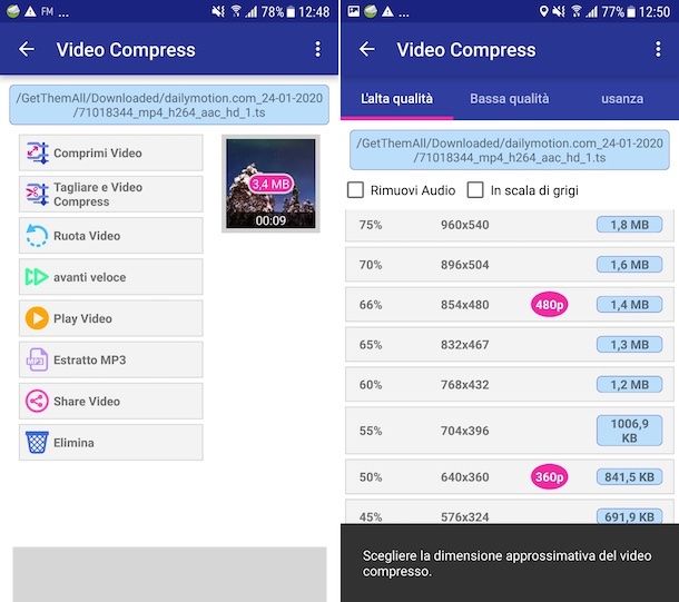 Come ridurre le dimensioni di un file video