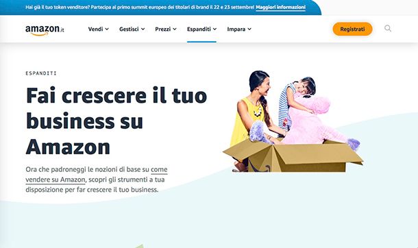 Come vendere su Amazon creare account venditore