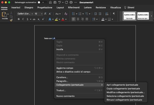 Come eliminare collegamenti ipertestuali da Word su Mac