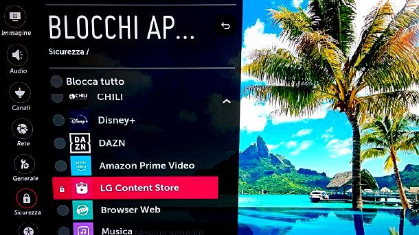 Come togliere blocco applicazioni TV LG