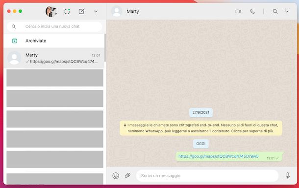 Posizione WhatsApp computer