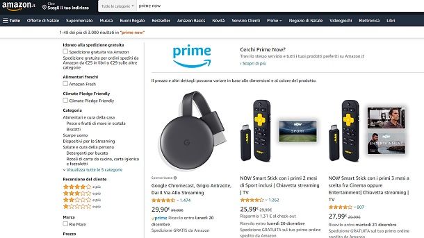 Amazon Prime Now integrato