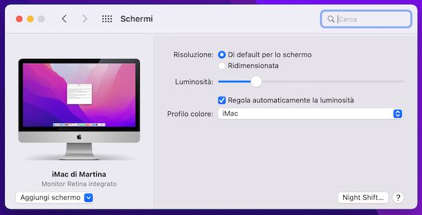 Regolazione luminosità schermo macOS