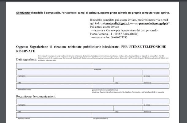 Segnalazione RPO