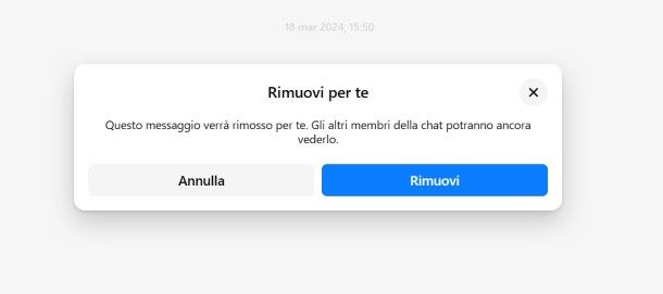 Come cancellare un messaggio ricevuto su Messenger