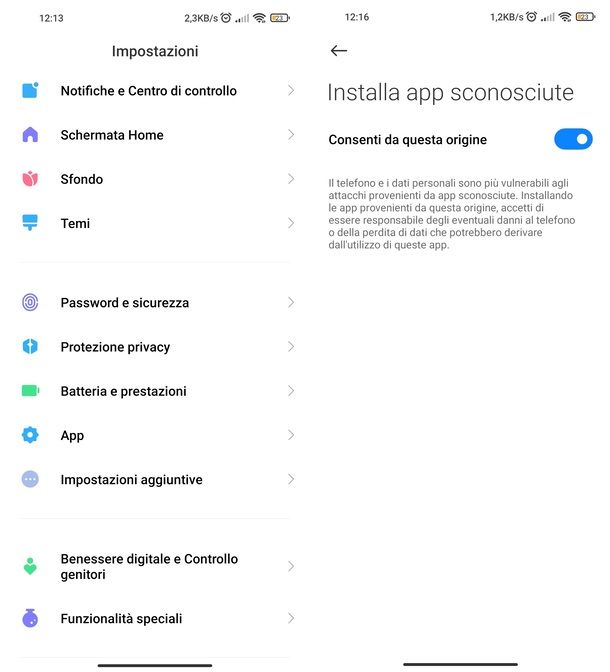 Impostazioni Xiaomi