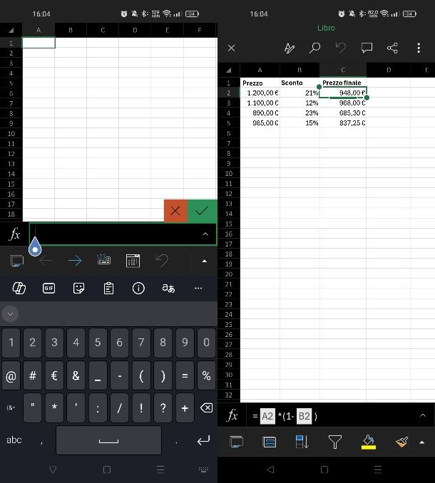 Come sottrarre percentuale da numero su Excel