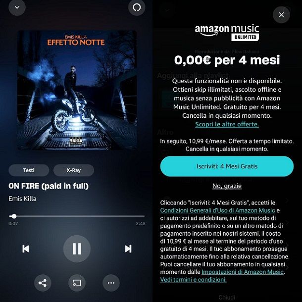 Ascolto offline Amazon Music Unlimited