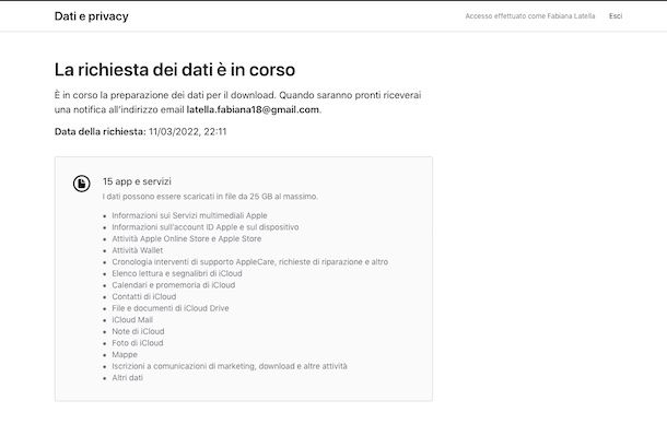 Scaricare dati da Apple