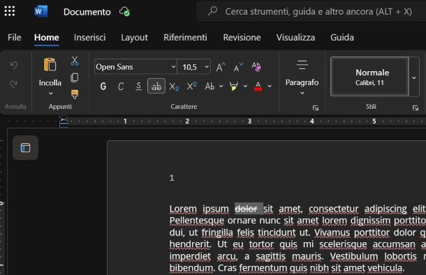 Come barrare una parola in Word Online