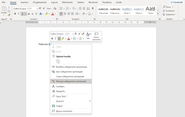 Come eliminare collegamenti ipertestuali da Word su PC