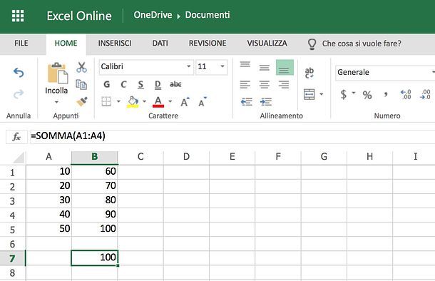 Come sommare su Excel Online
