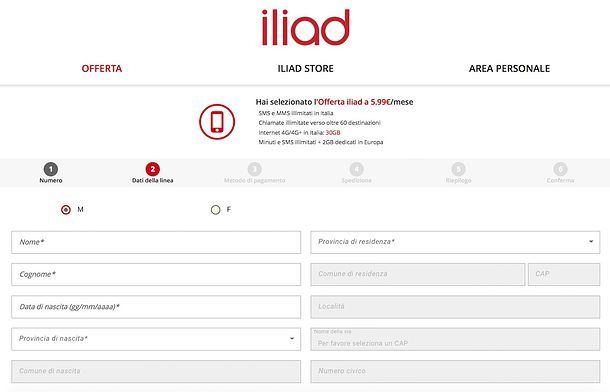 Registrazione Iliad