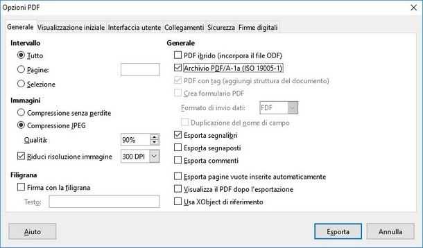 Come creare PDF A — LibreOffice