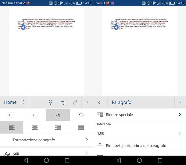 Come tabulare in Word per Android