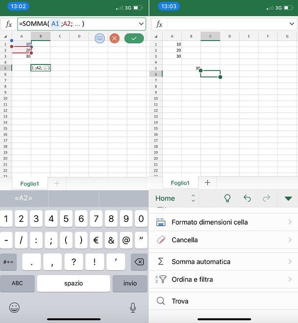 Come sommare su Excel Mobile