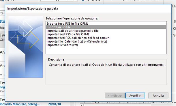 Come esportare la rubrica di Outlook Windows