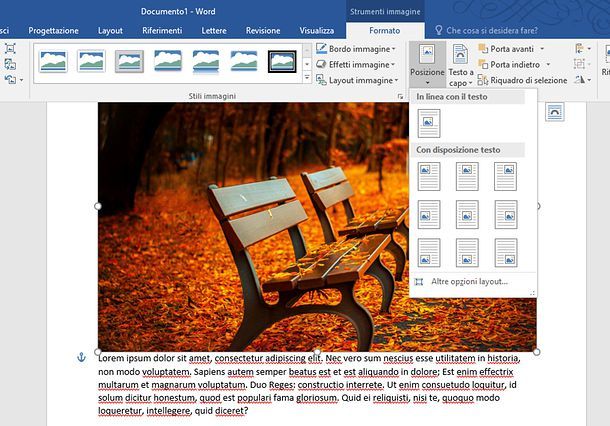 Come ancorare un'immagine in Word