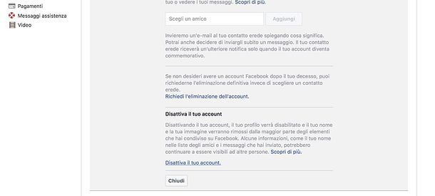 Come ibernare profilo Facebook