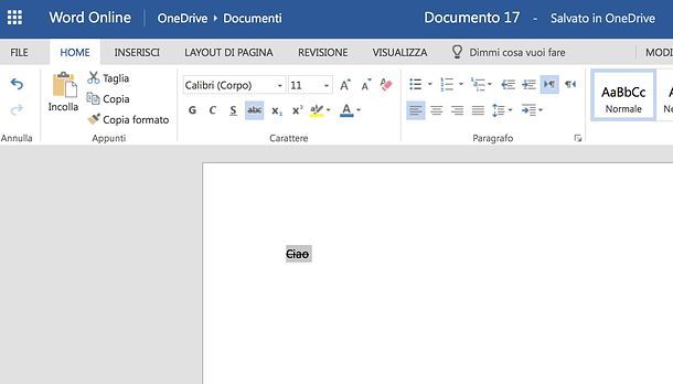 Come barrare una parola in Word Online