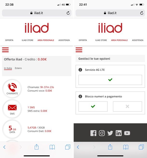 Gestione iliad
