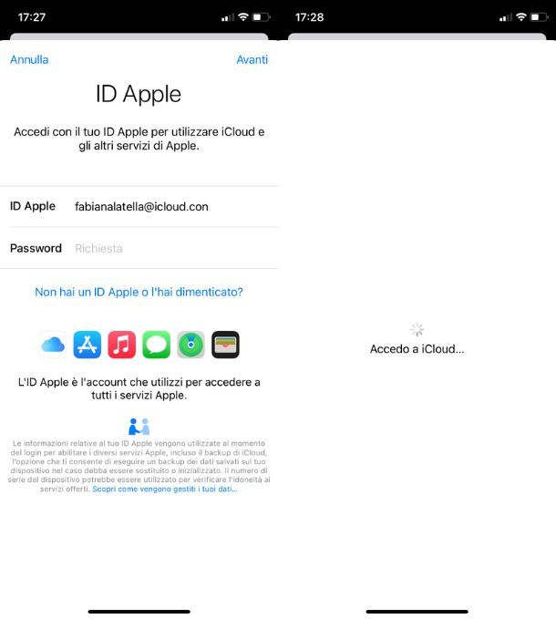 Aggiungere email iCloud iPhone