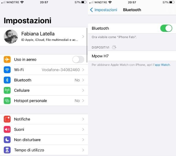 Collegare le cuffie al Bluetooth di iOS