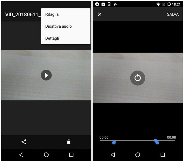 Come tagliare un video senza scaricare programmi su Android