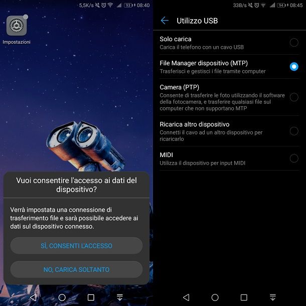 menu smartphone