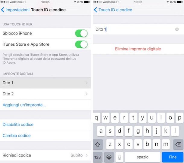 Come cambiare password blocco schermo iPhone