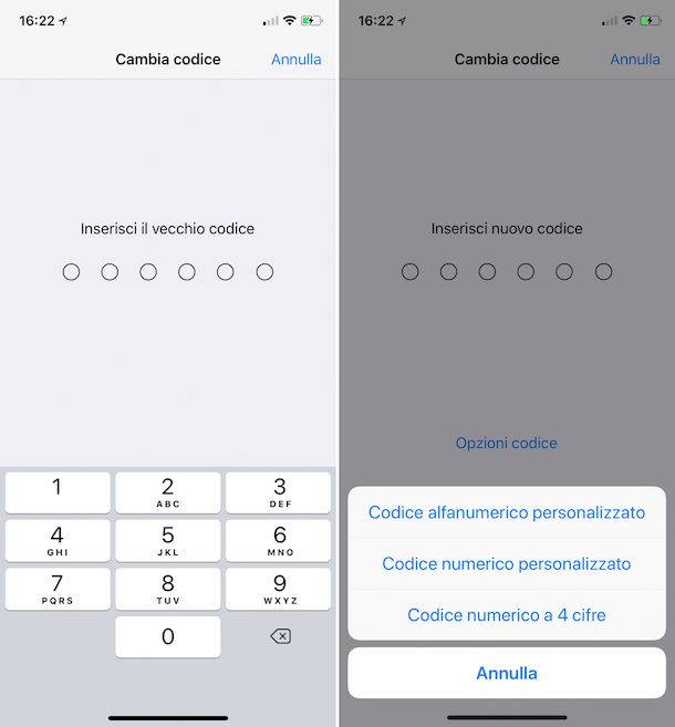 Come cambiare password blocco schermo iPhone