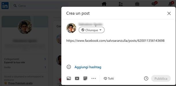 Come condividere post di Facebook su LinkedIn