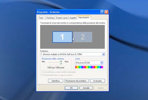 Regolazione luminosità schermo Windows XP