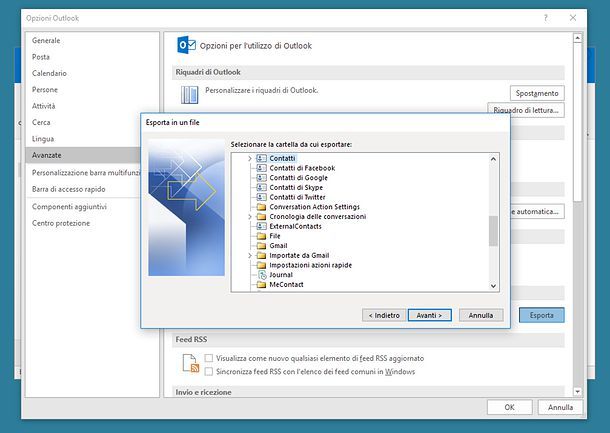 Come esportare contatti Outlook Windows