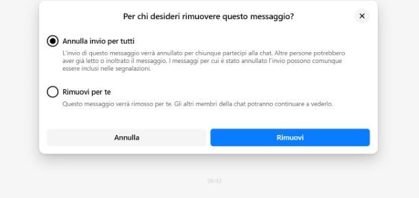 Come cancellare un messaggio inviato su Messenger