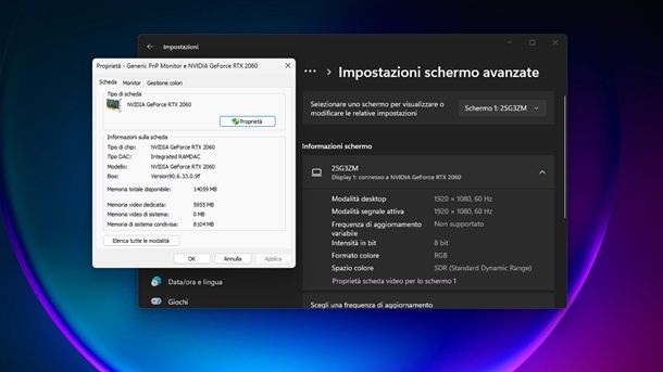 Impostazioni schermo avanzate Windows 11