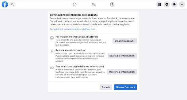 Eliminazione Facebook