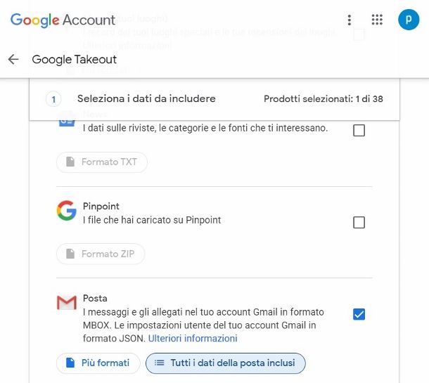 Effettuare backup Gmail