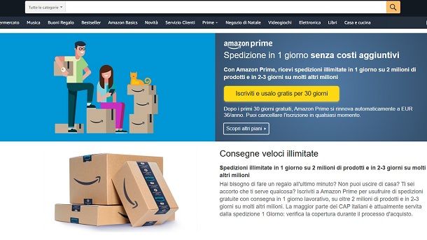 Come iscriversi ad Amazon Prime