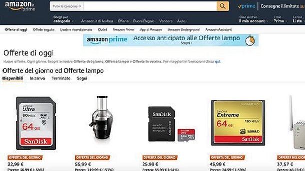 Accesso anticipato offerte Amazon Prime