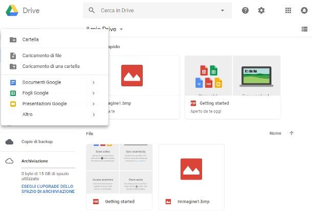 Come caricare file su Google Drive