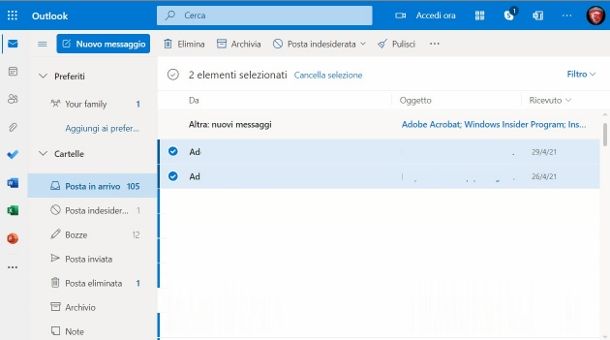 Archiviare email Outlook Web app
