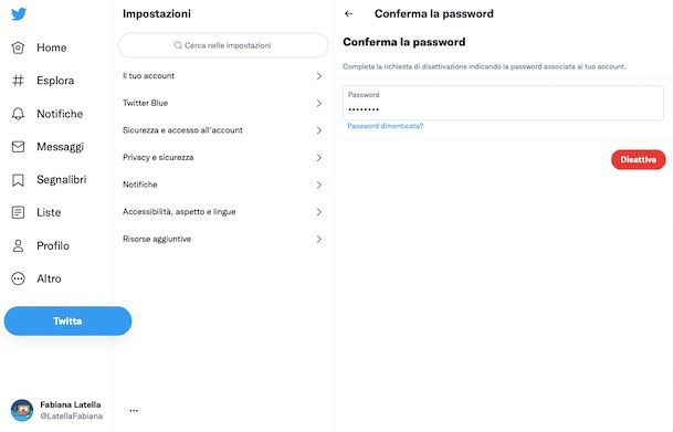 Eliminazione Twitter