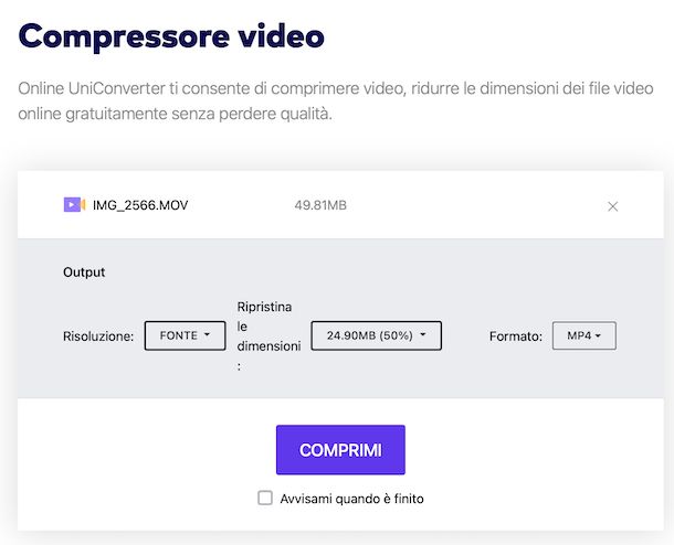 Compressore Video Wondershare