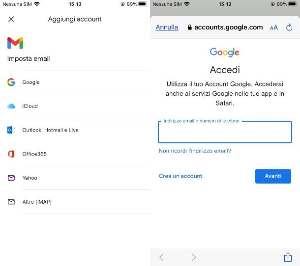 Accedere all'app Gmail