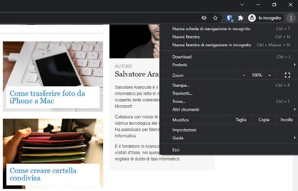 Navigazione anonima: Chrome