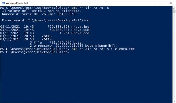 Come elencare file su Windows