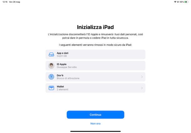 Ripristinare iPad